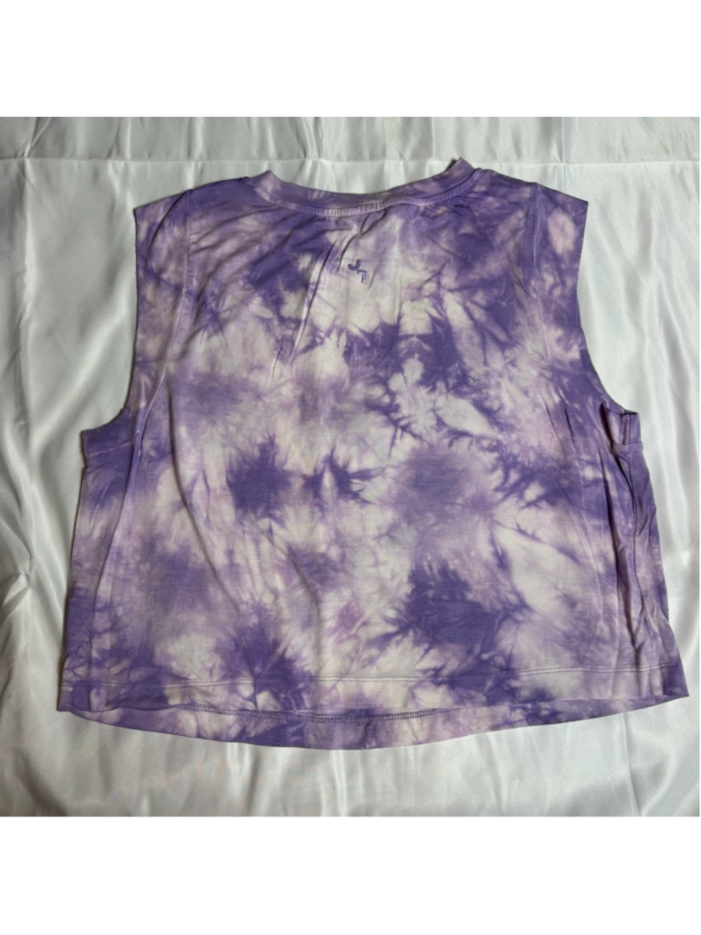Women's JoyLab Purple White Tie-Dye Cropped Tank Top S - Picture 6 of 8